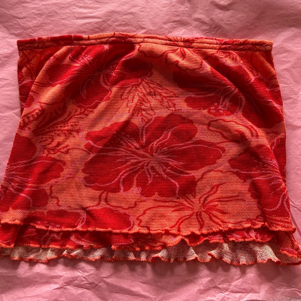 Free People Floral Red Bandeau Top